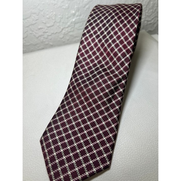 The‎ Tie Bar Silk Necktie Dark Purple, Black White Plaid Office 3 inches - Picture 1 of 6